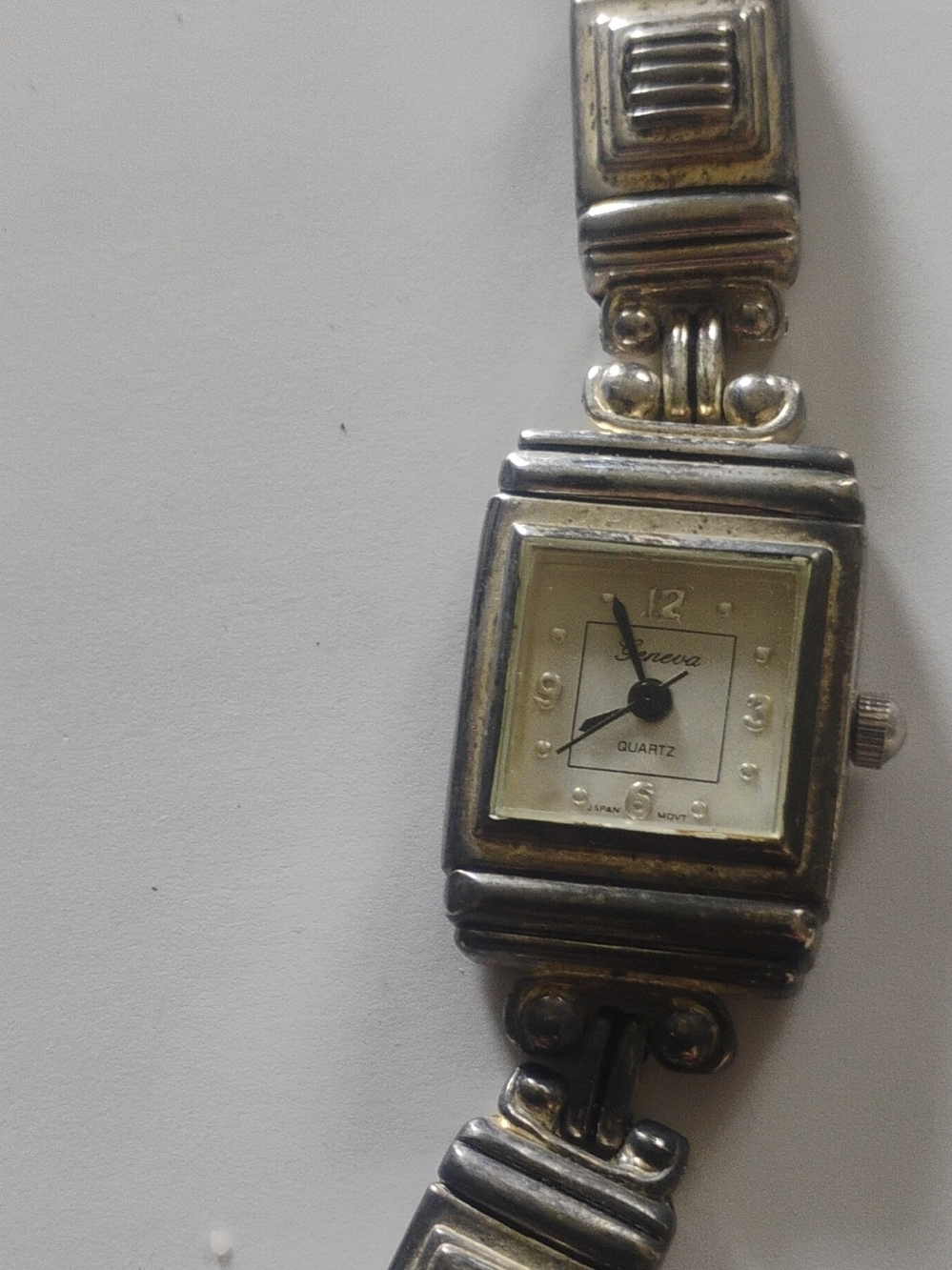Geneva Silver-Tone Bracelet Watch with Cream Dial